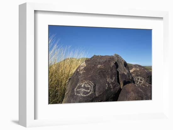 New Mexico, Three Rivers Petroglyph Site. Petroglyph on Rocks-Don Paulson-Framed Photographic Print