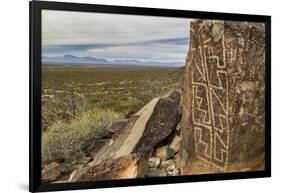 New Mexico, Three Rivers Petroglyphs National Historic Site. Petroglyphs on Boulder-Jaynes Gallery-Framed Photographic Print