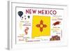 New Mexico - Typography and Icons-Lantern Press-Framed Art Print