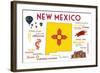 New Mexico - Typography and Icons-Lantern Press-Framed Art Print