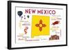 New Mexico - Typography and Icons-Lantern Press-Framed Art Print