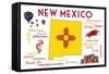 New Mexico - Typography and Icons-Lantern Press-Framed Stretched Canvas