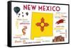 New Mexico - Typography and Icons-Lantern Press-Framed Stretched Canvas