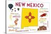 New Mexico - Typography and Icons-Lantern Press-Stretched Canvas