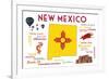 New Mexico - Typography and Icons-Lantern Press-Framed Art Print