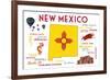 New Mexico - Typography and Icons-Lantern Press-Framed Art Print