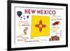 New Mexico - Typography and Icons-Lantern Press-Framed Art Print