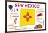 New Mexico - Typography and Icons-Lantern Press-Framed Art Print