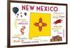 New Mexico - Typography and Icons-Lantern Press-Framed Art Print