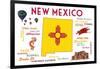 New Mexico - Typography and Icons-Lantern Press-Framed Art Print