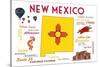 New Mexico - Typography and Icons-Lantern Press-Stretched Canvas