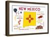 New Mexico - Typography and Icons-Lantern Press-Framed Art Print