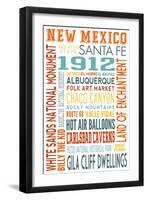 New Mexico - Typography-Lantern Press-Framed Art Print