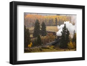 New Mexico, USA - Cumbres & Toltec Scenic Steam Train, from Chama, New Mexico to Antonito, Color...-Panoramic Images-Framed Photographic Print