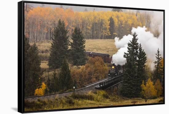 New Mexico, USA - Cumbres & Toltec Scenic Steam Train, from Chama, New Mexico to Antonito, Color...-Panoramic Images-Framed Stretched Canvas