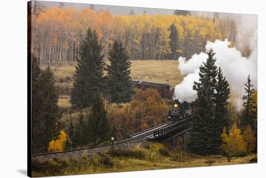 New Mexico, USA - Cumbres & Toltec Scenic Steam Train, from Chama, New Mexico to Antonito, Color...-Panoramic Images-Stretched Canvas