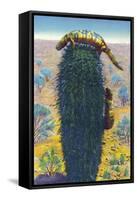 New Mexico - View of Gila Monsters on Cactus-Lantern Press-Framed Stretched Canvas