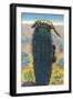 New Mexico - View of Gila Monsters on Cactus-Lantern Press-Framed Art Print