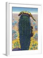 New Mexico - View of Gila Monsters on Cactus-Lantern Press-Framed Art Print