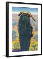 New Mexico - View of Gila Monsters on Cactus-Lantern Press-Framed Art Print