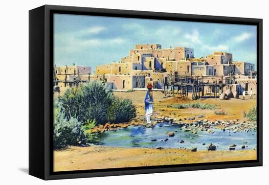 New Mexico, View of the Entire Pueblo de Taos-Lantern Press-Framed Stretched Canvas