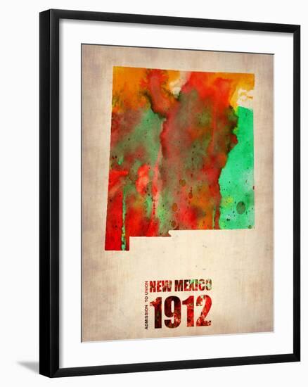 New Mexico Watercolor Map-NaxArt-Framed Art Print