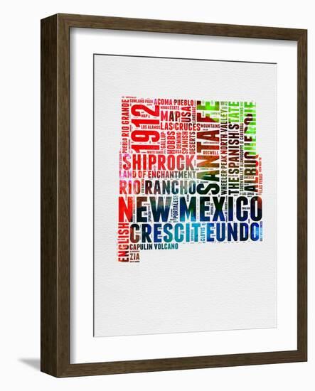 New Mexico Watercolor Word Cloud-NaxArt-Framed Art Print