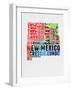 New Mexico Watercolor Word Cloud-NaxArt-Framed Art Print