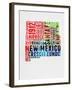 New Mexico Watercolor Word Cloud-NaxArt-Framed Art Print