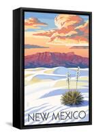 New Mexico - White Sands Sunset-Lantern Press-Framed Stretched Canvas