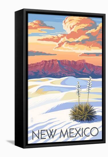 New Mexico - White Sands Sunset-Lantern Press-Framed Stretched Canvas