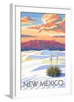 New Mexico - White Sands Sunset-Lantern Press-Framed Art Print