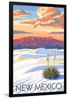 New Mexico - White Sands Sunset-Lantern Press-Framed Art Print