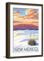 New Mexico - White Sands Sunset-Lantern Press-Framed Art Print