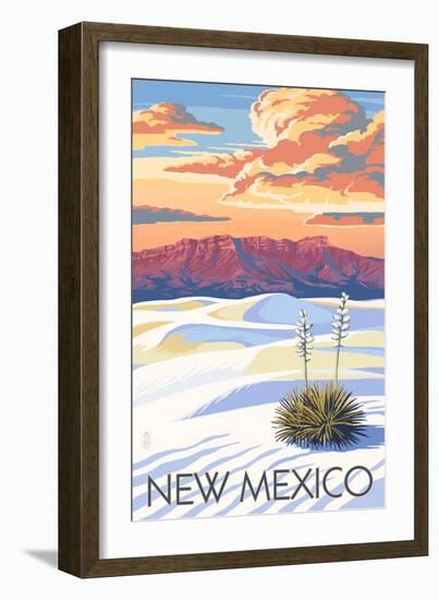 New Mexico - White Sands Sunset-Lantern Press-Framed Art Print