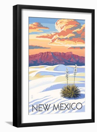 New Mexico - White Sands Sunset-Lantern Press-Framed Art Print