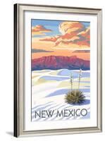 New Mexico - White Sands Sunset-Lantern Press-Framed Art Print