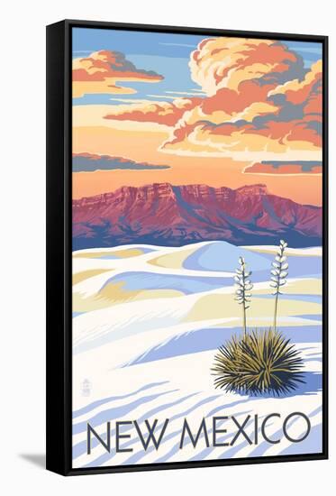 New Mexico - White Sands Sunset-Lantern Press-Framed Stretched Canvas