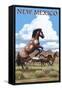 New Mexico - Wild Horses-Lantern Press-Framed Stretched Canvas