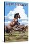 New Mexico - Wild Horses-Lantern Press-Stretched Canvas