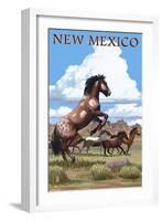 New Mexico - Wild Horses-Lantern Press-Framed Art Print