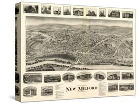 New Milford, Connecticut - Panoramic Map-Lantern Press-Stretched Canvas