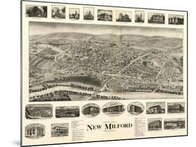 New Milford, Connecticut - Panoramic Map-Lantern Press-Mounted Art Print