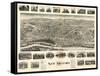 New Milford, Connecticut - Panoramic Map-Lantern Press-Framed Stretched Canvas