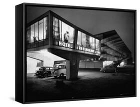 New Motel, Restaurant and Glass and Steel Garage-Ralph Crane-Framed Stretched Canvas