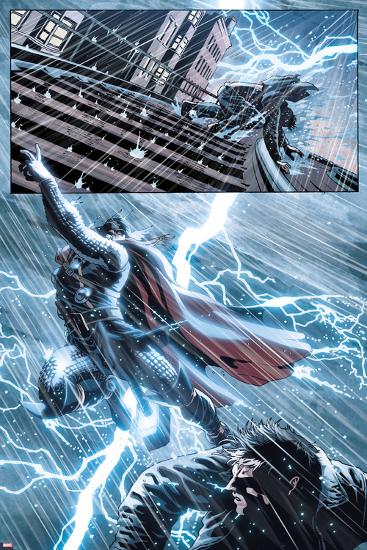 New Mutants No.25: Thor Flying in a Lightning Storm-Leandro Fernandez-Lamina Framed Poster