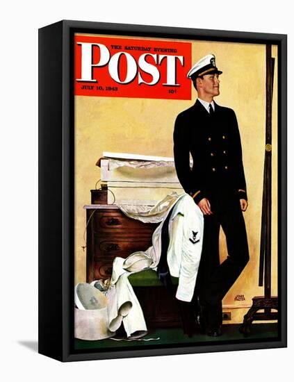 "New Naval Officer," Saturday Evening Post Cover, July 10, 1943-John Falter-Framed Stretched Canvas