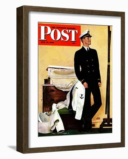 "New Naval Officer," Saturday Evening Post Cover, July 10, 1943-John Falter-Framed Giclee Print