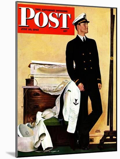 "New Naval Officer," Saturday Evening Post Cover, July 10, 1943-John Falter-Mounted Giclee Print