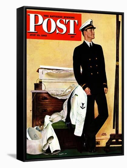 "New Naval Officer," Saturday Evening Post Cover, July 10, 1943-John Falter-Framed Stretched Canvas